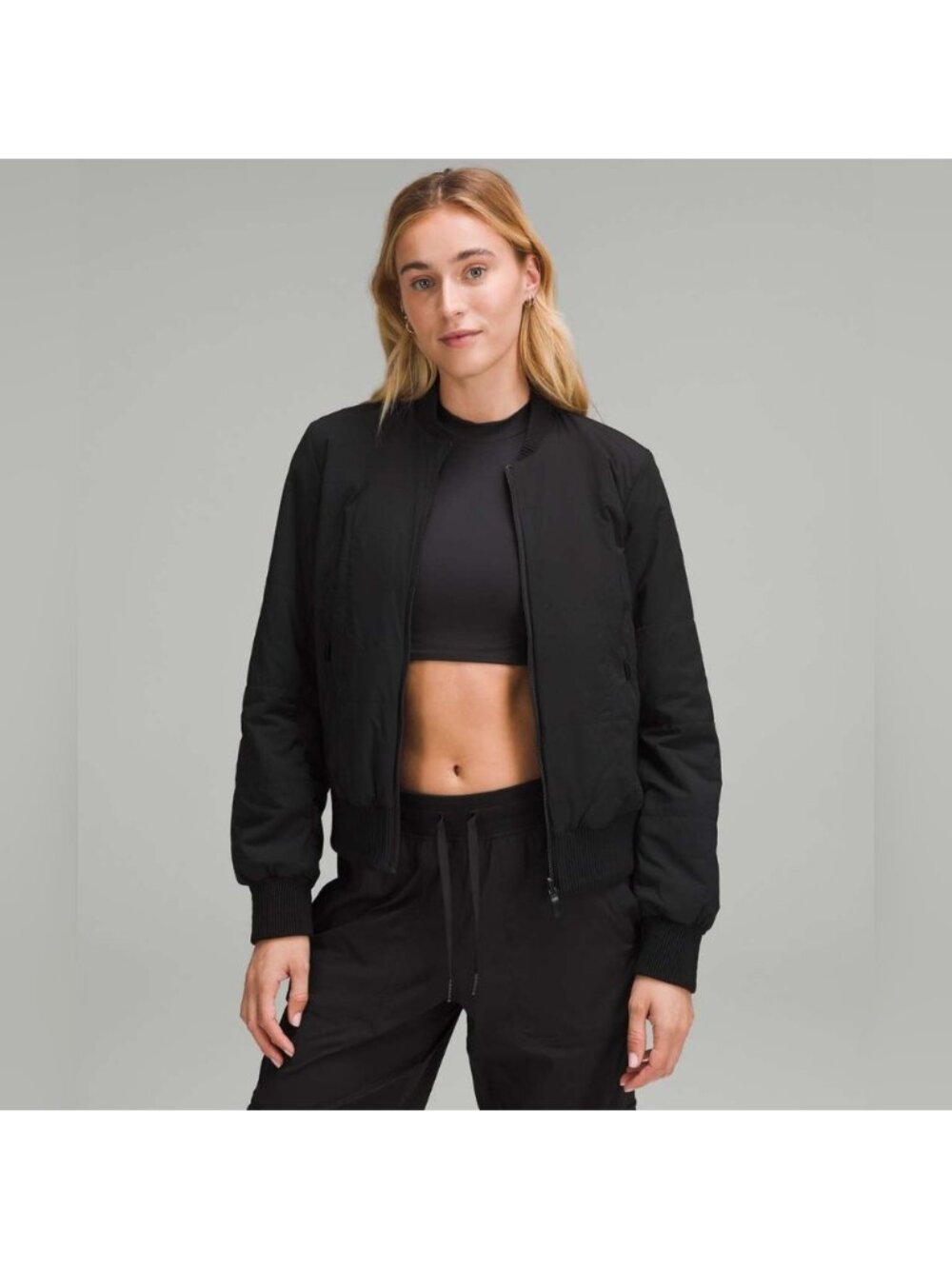 Lululemon Womens Reversible Insulated Bomber Jacket Black Like New